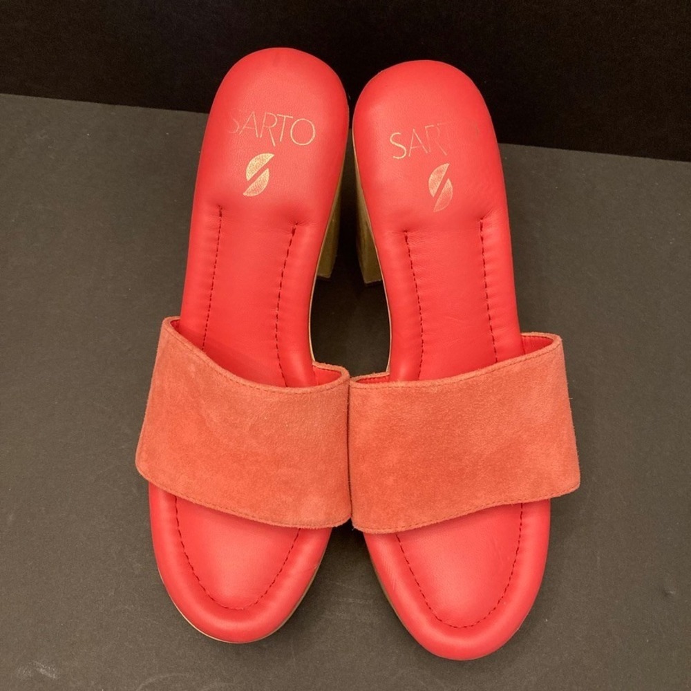 Sarto by Franco Sarto Wendy 3 Women's 8 M Platform Sandal Pink Suede Wood Sole